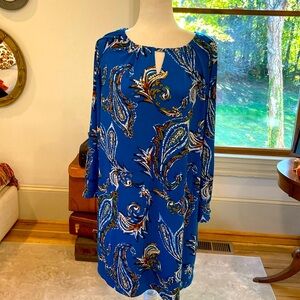 Chico's Classic Blue Paisley Print Dress Women Chico’s size 1 (8-10) Medium